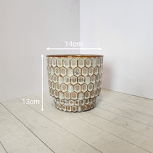 Load image into Gallery viewer, The Leaferie Alphonse ceramic plant pot. front view . measurement
