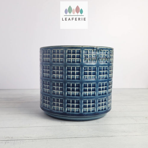 The Leaferie Noam blue ceramic pot