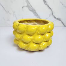 Load image into Gallery viewer, The Leaferie Lemon plant pot . yellow colour . ceramic planter . front view
