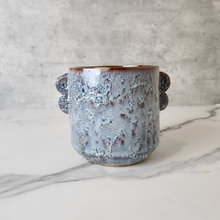 Load image into Gallery viewer, The Leaferie Wilda blue ceramic pot . front view
