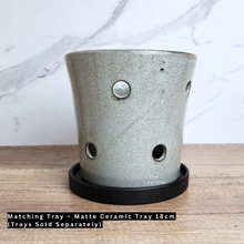 Load image into Gallery viewer, The Leaferie Limbadi orchid pot with holes. ceramic material
