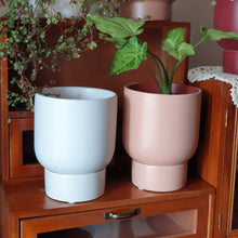 Load image into Gallery viewer, The Leaferie Coppa plant pot. white ceramic pot with tray . 3 colours
