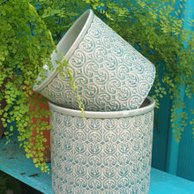 Load image into Gallery viewer, The Leaferie Mykonos pot blue ceramic pot Aquamarine colour
