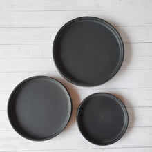 Load image into Gallery viewer, The Leaferie Ceramic round trays . close up. black colour

