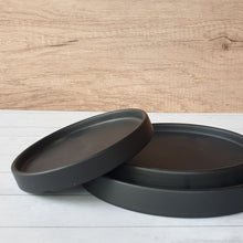 Load image into Gallery viewer, The Leaferie Ceramic round trays . close up . black colour
