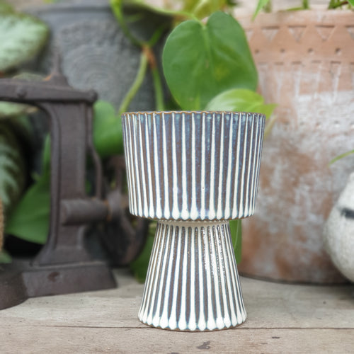 The Leaferie York pot. blue ceramic mini planter.