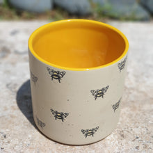 Load image into Gallery viewer, The Leaferie Bumblebee plant pot . top view . ceramic bee planter
