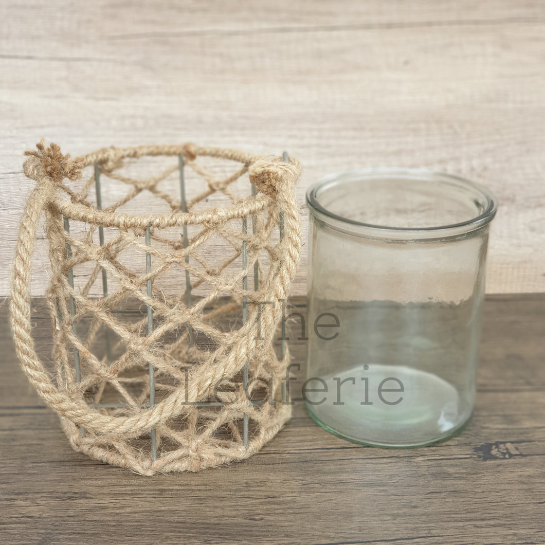 Rope Basket with Glass