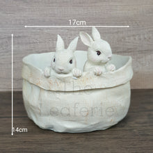 Load image into Gallery viewer, The Leaferie Lola Bunny flowerpot . resin material. 2 bunnies front view size
