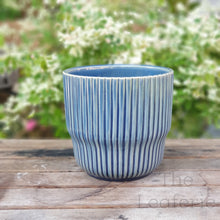Load image into Gallery viewer, The Leaferie Amorgos blue ceramic pot. front view
