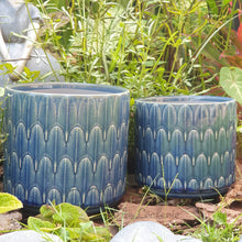 Load image into Gallery viewer, The Leaferie Icaria flowerpot. 2 sizes and 3 colours. ceramic material. Blue colour
