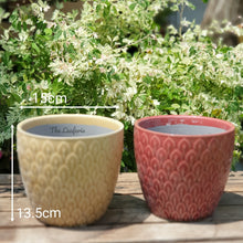 Load image into Gallery viewer, The Leaferie Cho oyu ceramic plant pot. 2 colours  flowerpot . front view size
