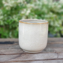 Load image into Gallery viewer, The Leaferie Bellevue beige ceramic pot. front view
