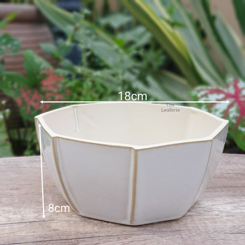 The Leaferie Rialto Shallow white pot. ceramic material