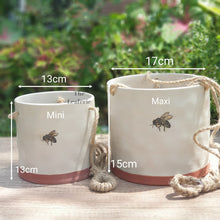 Load image into Gallery viewer, The Leaferie Lyon Hanging pot (Series 7). Ceramic bee flowerpot. 2 sizes
