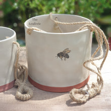 Load image into Gallery viewer, The Leaferie Lyon Hanging pot (Series 7). Ceramic bee flowerpot. 2 sizes Maxi size

