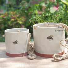 Load image into Gallery viewer, The Leaferie Lyon Hanging pot (Series 7). Ceramic bee flowerpot. 2 sizes

