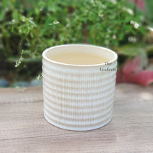 Load image into Gallery viewer, The Leaferie Camellia plant pot. white ceramic pot. front view
