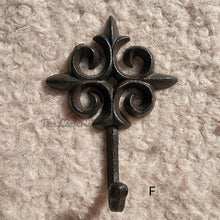Load image into Gallery viewer, The Leaferie Cast Iron Hook. 6 design. top view. Design F
