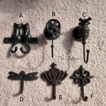 Load image into Gallery viewer, The Leaferie Cast Iron Hook. 6 design. top view
