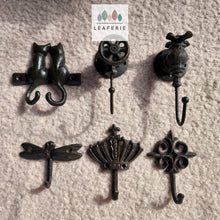 Load image into Gallery viewer, The Leaferie Cast Iron Hook 6 design. top view
