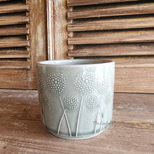 Load image into Gallery viewer, The Leaferie Dandelion Flowerpot ceramic plant pot with 2 designs. front view of Mini size
