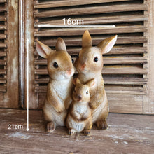 Load image into Gallery viewer, The Leaferie cinnabun rabbit garden decoration . bunny family made from resin. front view size
