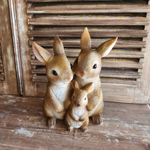 Load image into Gallery viewer, The Leaferie cinnabun rabbit garden decoration . bunny family made from resin. front view

