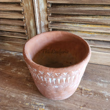 Load image into Gallery viewer, The Leaferie JAru terrcotta pot. 2 designs . top view of design B
