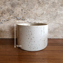 Load image into Gallery viewer, The Leaferie colby shallow planter . white ceramic with speckled . front view size
