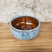 Load image into Gallery viewer, The Leaferie Bentham plant pot. shallow blue ceramic pot. top view
