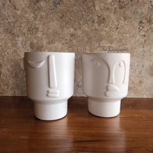 Load image into Gallery viewer, The Leaferie Axel plant pot . front view. white ceramic face plant pot
