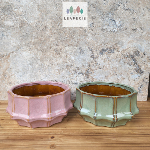 The Leaferie Knoxx shallow pot. 2 colours. ceramic