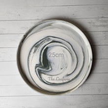 Load image into Gallery viewer, The Leaferie Marbled like round ceramic trays. 6 designs. white marble . top view of size 25cm
