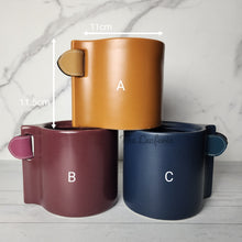 Load image into Gallery viewer, The Leaferie Sacha pot. 3 colours. ceramic and leather material
