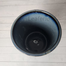 Load image into Gallery viewer, The Leaferie Armel plant pot . blue colour planter. top view
