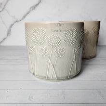 Load image into Gallery viewer, The Leaferie Dandelion Flowerpot ceramic plant pot with 2 designs. front view of Design B Maxi size
