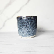 Load image into Gallery viewer, The Leaferie Elie planter  blue ceramic pot. front view

