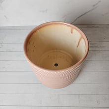 Load image into Gallery viewer, The Leaferie Blaise plant pot. pink ceramic flowerpot . top view
