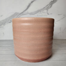 Load image into Gallery viewer, The Leaferie Blaise plant pot. pink ceramic flowerpot . front view close up
