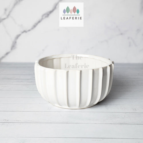 The Leaferie Oceane white shallow pot