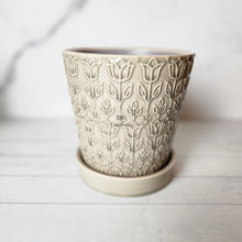 Load image into Gallery viewer, The Leaferie Pierre Pot. ceramic flowerpot with attached tray.

