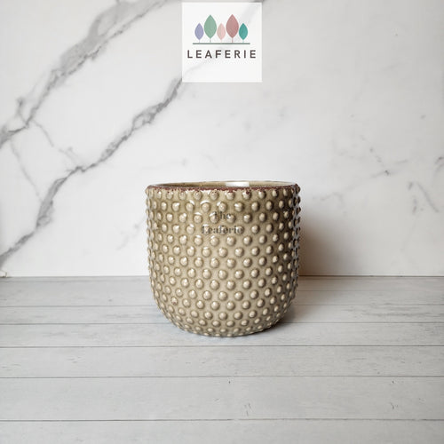The Leaferie Regis pot. beige studded ceramic pot