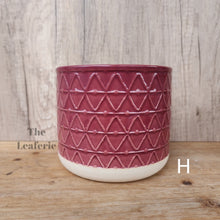 Load image into Gallery viewer, The Leaferie Cossette mini flowerpot 13 designs. front view of Design H
