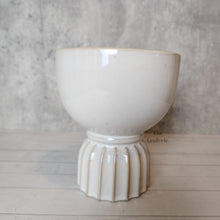 Load image into Gallery viewer, The Leaferie Ardara ceramic white plant pot. front view. close up
