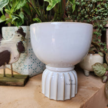 Load image into Gallery viewer, The Leaferie Ardara ceramic white plant pot. front view. close up
