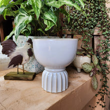 Load image into Gallery viewer, The Leaferie Ardara ceramic white plant pot. front view
