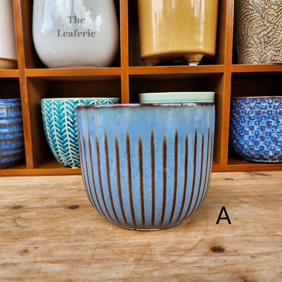 The Leaferie Mini pots series 3 . 12 designs ceramic small pots. view of design A