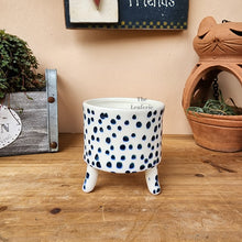 Load image into Gallery viewer, The Leaferie Rosalie mini pot with stand. 4 designs ceramic pot. Polka dot Pot D
