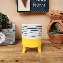 Load image into Gallery viewer, The Leaferie Rosalie mini pot with stand. 4 designs ceramic pot. Yellow pot B
